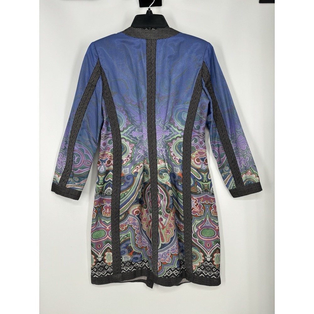 Etro Milano Paisley Printed Colorful Snap Up Coat Lined Made In Italy Size 42 - Picture 2 of 12